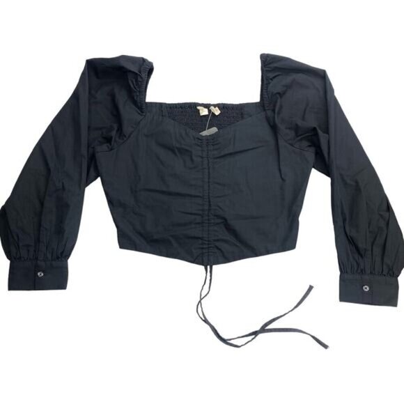 NWT LEVI'S Devin Cotton Slim Black Blouse Womens Size Small - Picture 3 of 9